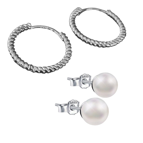 2 Pairs Sterling Silver Earrings - Picture 1 of 5